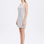 Straps Square Neck Stone Mini Evening Dress - 9172C