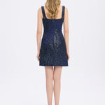 Straps Square Neck Stone Mini Evening Dress - 9172C
