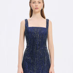 Straps Square Neck Stone Mini Evening Dress - 9172C