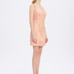 Straps Square Neck Stone Mini Evening Dress - 9172C