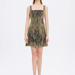 Straps Square Neck Stone Mini Evening Dress - 9172C