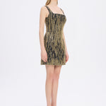 Straps Square Neck Stone Mini Evening Dress - 9172C