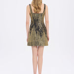 Straps Square Neck Stone Mini Evening Dress - 9172C