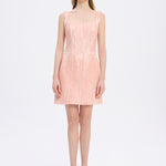 Straps Square Neck Stone Mini Evening Dress - 9172C