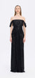 Düşük Omuzlu Straplez Yaka Taşlı Uzun Abiye Elbise - 9059C - SİYAH