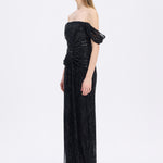 Low Shoulder Strapless Collar Stone Long Evening Dress - 9059C