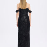 Low Shoulder Strapless Collar Stone Long Evening Dress - 9059C