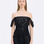 Low Shoulder Strapless Collar Stone Long Evening Dress - 9059C