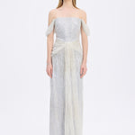 Low Shoulder Strapless Collar Stone Long Evening Dress - 9059C
