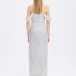 Low Shoulder Strapless Collar Stone Long Evening Dress - 9059C
