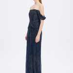 Low Shoulder Strapless Collar Stone Long Evening Dress - 9059C