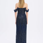 Low Shoulder Strapless Collar Stone Long Evening Dress - 9059C