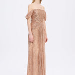 Low Shoulder Strapless Collar Stone Long Evening Dress - 9059C