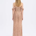 Low Shoulder Strapless Collar Stone Long Evening Dress - 9059C