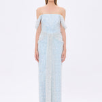 Low Shoulder Strapless Collar Stone Long Evening Dress - 9059C
