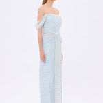 Low Shoulder Strapless Collar Stone Long Evening Dress - 9059C