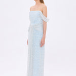 Low Shoulder Strapless Collar Stone Long Evening Dress - 9059C
