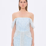Low Shoulder Strapless Collar Stone Long Evening Dress - 9059C