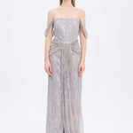 Low Shoulder Strapless Collar Stone Long Evening Dress - 9059C