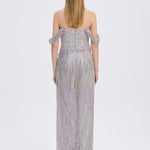 Low Shoulder Strapless Collar Stone Long Evening Dress - 9059C