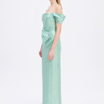 Sequined Long Evening Dress with Bow Detail - 9055C
