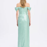Sequined Long Evening Dress with Bow Detail - 9055C