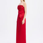 Strapless Collar Straight Cut Satin Evening Dress - 9171C