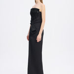 Strapless Collar Straight Cut Satin Evening Dress - 9171C