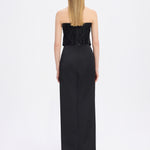 Strapless Collar Straight Cut Satin Evening Dress - 9171C