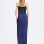 Strapless Collar Straight Cut Satin Evening Dress - 9171C