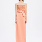 Strapless Collar Straight Cut Satin Evening Dress - 9171C