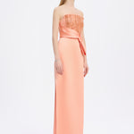 Strapless Collar Straight Cut Satin Evening Dress - 9171C
