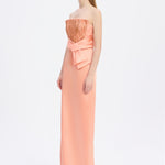 Strapless Collar Straight Cut Satin Evening Dress - 9171C