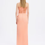 Strapless Collar Straight Cut Satin Evening Dress - 9171C