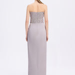 Strapless Collar Straight Cut Satin Evening Dress - 9171C