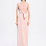 Strapless Collar Straight Cut Satin Evening Dress - 9171C