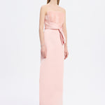 Strapless Collar Straight Cut Satin Evening Dress - 9171C