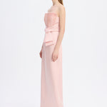 Strapless Collar Straight Cut Satin Evening Dress - 9171C