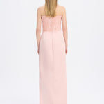 Strapless Collar Straight Cut Satin Evening Dress - 9171C