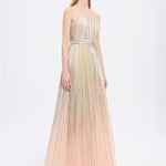 Princess Cut Long Evening Dress - 9039C