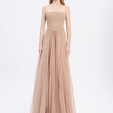 Straplez Yaka Simli Uzun Abiye Elbise - 9167C - GOLD