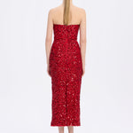 Sequin Embroidered Strapless Midi Evening Dress - 9191C