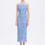 Sequin Embroidered Strapless Midi Evening Dress - 9191C
