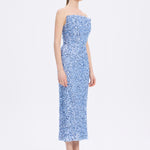 Sequin Embroidered Strapless Midi Evening Dress - 9191C