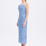 Sequin Embroidered Strapless Midi Evening Dress - 9191C