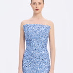 Sequin Embroidered Strapless Midi Evening Dress - 9191C