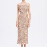 Sequin Embroidered Strapless Midi Evening Dress - 9191C