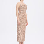 Sequin Embroidered Strapless Midi Evening Dress - 9191C