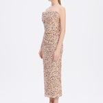 Sequin Embroidered Strapless Midi Evening Dress - 9191C