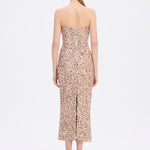 Sequin Embroidered Strapless Midi Evening Dress - 9191C